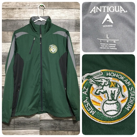 Antigua Oakland Athletics Jacket Women L Green Full Zip Hohokam Stadium Mesa AZ - Picture 1 of 8